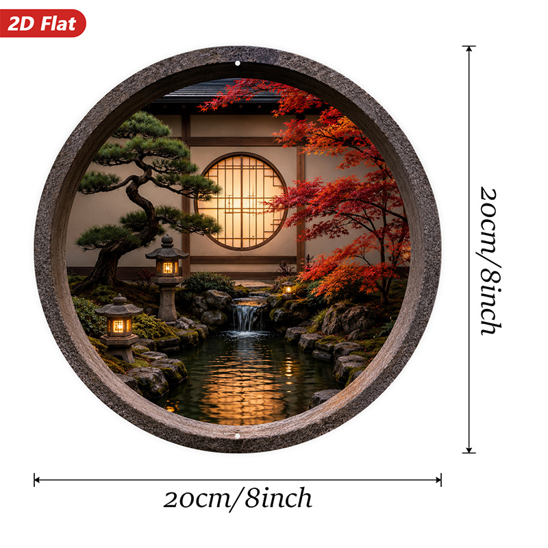 2D 평면형, 1개 원형 금속 장식 벽화, 일본식 정원 - Bonsai Garden Art 리뷰 및 가격